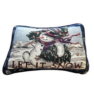 Tapestry Pillow Snowman Let It Snow christmas holiday winter anthropomorphic